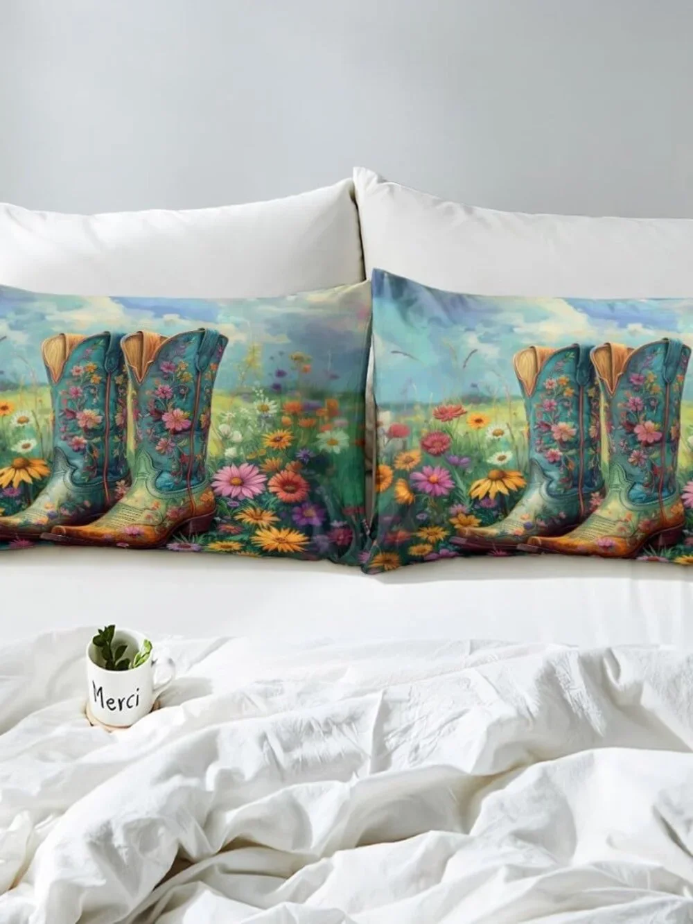 Western Cowboy Kids Fitted Sheet Twin Size,Cowgirl Tribal Boots Retro Bedding Se
